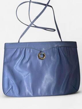 60’s/70’s Vintage Morris Moskowitz Soft Blue Genuine Leather Crossbody/Clutch